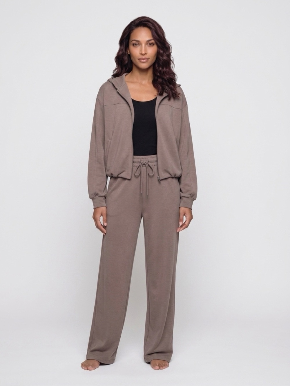 NWT Zip-Front Jacket and Pants in Taupe tone color